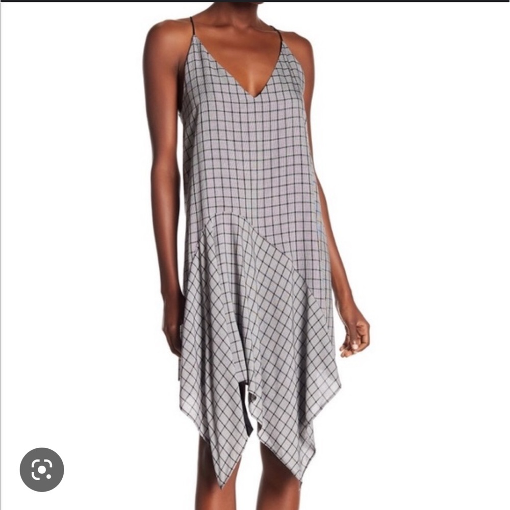 NSR Black Alyson Asymmetrical Sharkbite Hem Plaid Dress